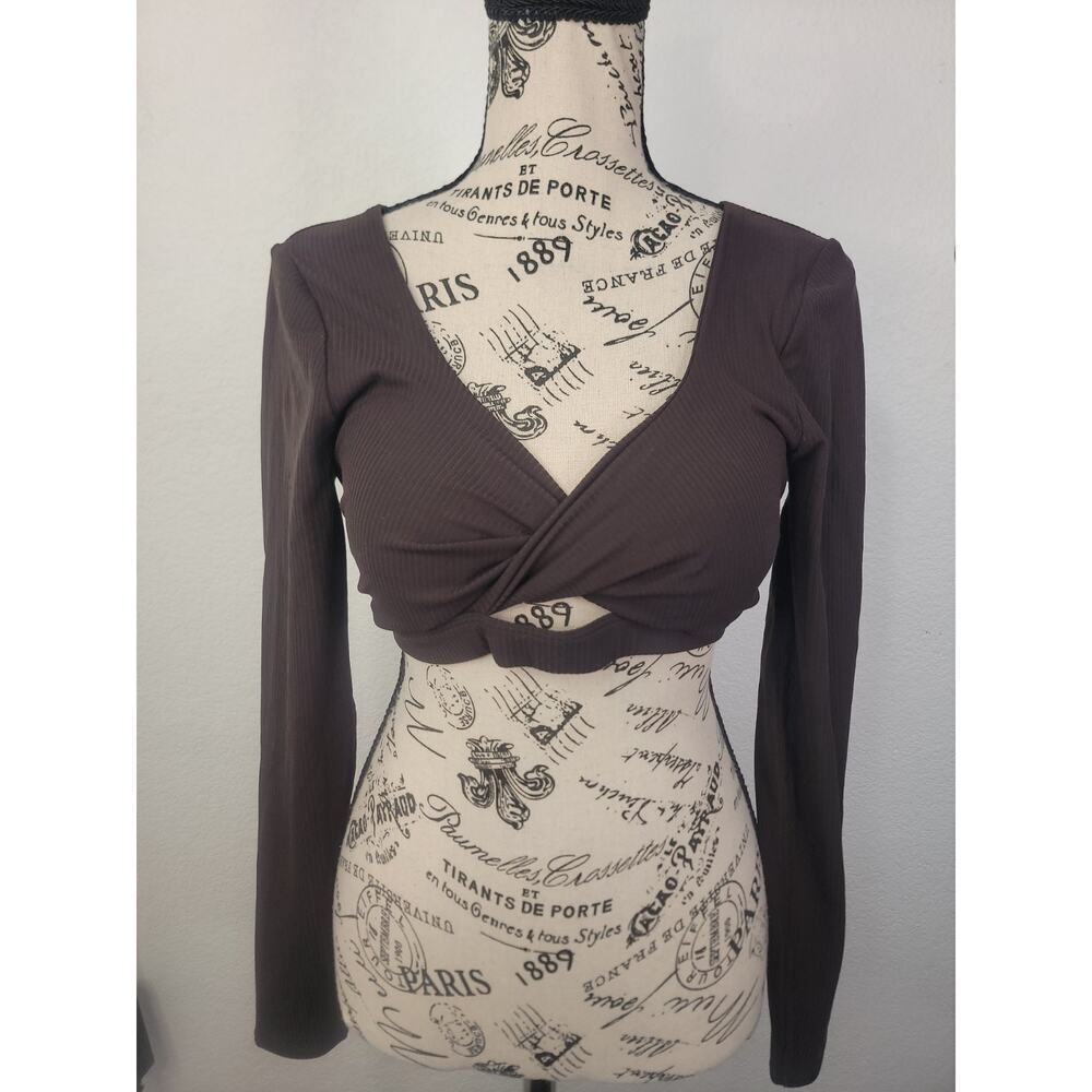 Lululemon Ribbed Nulu Bra Top Long Sleeve Twist Front Sz L Sequoia Rare!